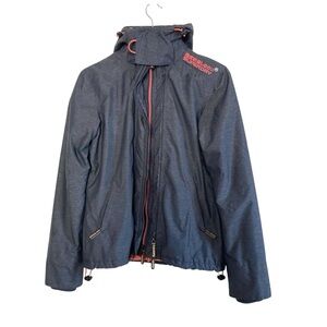 Superdry Original Windcheater Jacket Women’s Medium Navy Coral Hooded